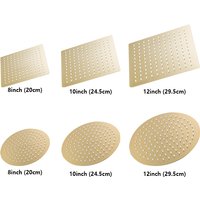 Rushed Gold Rainfall Shower Head 8"/10"/12" Inch Square Round 304 Stainless Steel Bathroom Faucet Rain Top Ceiling Showers Heads