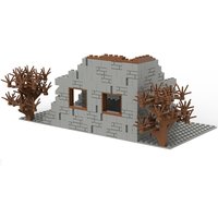 Military WW2 War Ruins House Battlefield Ruins Diorama Bricks Mini Action Figures Accessories for War Scene Building Blocks Toys