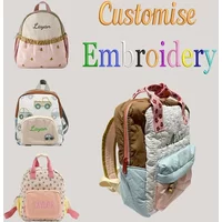 Cute Dopamine Color Blocking Kids Backpack - 4 Styles Available Embroidered Custom Design Bag for Children Perfect for Daily Use