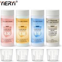 Yieryi 4 Pack PH Calibration Solution Kit (4.00/6.86/9.18/KCL) 100ML Lab-Grade PH Meter Calibration & Electrode Storage Solution