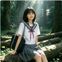 Japanese College Style Sailor Uniform, Gray Collar White Three JK School Uniform Student Class Suit for Campus Daily Wear