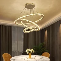 Nordic Luxury K9 Crystal Ring Led Chandelier Creative Pendant Lamps Living Room Restaurant Bedroom Modern Home Lighting Decor