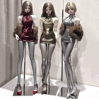 【60days shipping】Big Dolls Hanging Neck Backless Dress Fur Shawl Jacket for 1/3 1/4 impl63/68 Action FIgure Toys