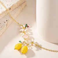 Fashionable, sweet and exquisite enamel lemon flower clavicle chain for women, light and luxurious temperament necklace