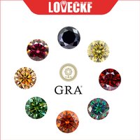 Pink Black Green Blue Yellow Purple Gray Red Loose Moissanite with Certificate Round Moissanite Stone GRA Diamonds Gemstones
