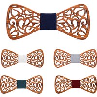 Wooden Bow Tie Fashion Hollow Out Bowtie Carved Retro Wooden Neck Tie Adjustable Strap Vintage Butterfly Banquet Wedding Gravata