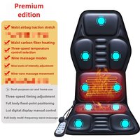 Car Massage Seat Cushion With Heating and Vibrating Lumbar Airbag Back Massage Chair Cushion With Manual Control Home Office Use