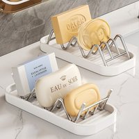 Stainless Steel Drainage Soap Box Simple Modern Style Household Bathroom Soap Storage Rack Creative Anti-Slip Holder