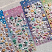NEKONI Cute Starry Bear Crocodile Otter Cartoon 3D Puffy Stickers Journaling DIY Diary Stationery Sticker Decor School Supplies