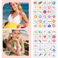 30pcs/set New Funny Glitter Summer Beach Flowers Temporary Tattoo Stickers For Body Art Tattoo Party Supplies Favors Stickers