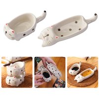 Cute Cat Seasoning Dish Ceramic Seasoning Dipping Dish Chopstick Holder Creative Plate Snack Seasoning Dish Ceramic Ink Plate
