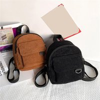 Embroidered Mini Corduroy Bag for Women Simple Solid Color Fashion Girls Small Backpack Outdoor Travel Backpacks For Ladies