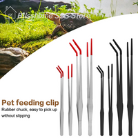 【S】Stainless Steel Reptile With Rubber Tip Feeding Tongs Aquarium Tweezers Fish Tank Cleaning Tools Snakes Enclosure