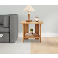 Wooden Double Layers Side Table Multifunctional Sturdy Modern Lightweight for Lamps Phones Laptop Desk 30x30x31cm End Table