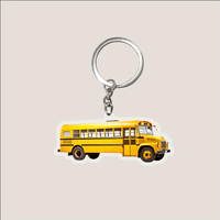 2D Mini School Bus Acrylic Keychain Classic Bus Pendant Charm for Car Mirror Wallets Backpacks Home Decor Versatile Gift For Her