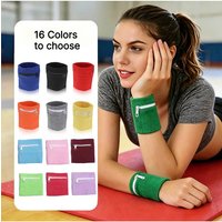 AliExpress NONE 1Pc Sports Wristband Cotton with Zipper Pocket Running Cycling Hiking Outdoor Coin Key Storage Sweatband Sports Wrist 16 Color