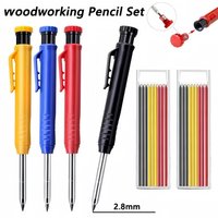 Mechanical Woodworking 2B Pencil Set with 9 Filled Lead Metal Bodies 2.0mm Solid Structure Long Mouth Woodworking Marking Tools