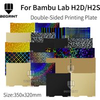 350x320mm Build PLate For Bambu Lab H2S H2D 3D Printer Parts Heat Bed Fiber Carbon Sheet PET PEI Textured Spring Steel Plate