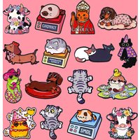 Cute Cats Dachshund Enamel Pin Animals Frog Cow Brooch Metal Pins Badge on Backpack Clothing Accessories Fashion Jewelry Gifts