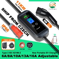 Einstellbar 6/8/10/13/16A 3P 11KW Typ2 APP EV-Ladegerät mit WLAN und Bluetooth, EU-Stecker für Heimladestation, Zeitverzögerung 1-15 Stunden, Steuerung per Telefon, IP66, 5M Kabellänge inklusive