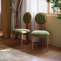 Designer Solid Wood Dining Chair American Country Kitchen Chairs Comfortable Velvet Backrest Chair Homestay Modern Furniture