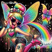 Evershine New Arrival Diamond Embroidery Girl Portrait Elf DIY Mosaic Butterfly Picture Rhinestones Painting Handmade Hobby