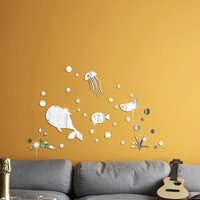 35Pcs Self-adhesive Marine Fish Mirror Wall Stickers Decorative Acrylic Room Bedroom Living Room Layout Wall Stickers