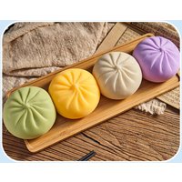 Multicolor Steamed Bun Squeeze Toy Soft Squishy Stress Relief Anxiety Relief Toy Portable Desk Decor Sensory Play Fidget Toy