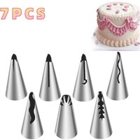 7PCS Stainless Steel Cake Nozzle Tube Head DIY Pastry Puff Skirt Icing Piping Nozzles Cake Decorating Supplies Baking Set Tools
