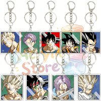 Gohan Trunks Goku Vegeta Dragon Ball Square Cartoon Acrylic Pendant Keychain Self-made Peripheral Backpack Jewelry Accessories