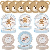 Teddy Bear Baby Shower Decoration Plates Set We Can Bearly Wait Kids Bear Theme 1st Birthday Party Decorations Disposable Supply