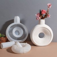 Oval Stripe Silicone Vase Mold Hollow Out Easy Release Flower Pot Mold Heat-Resistant Flexible Gypsum Mold Craft Workshops