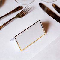 Gold Foil Border Blank Place Cards, Elegant Rectangular Table Name Cards for Wedding, Party, Banquet, Birthday, Baby Shower, Gra