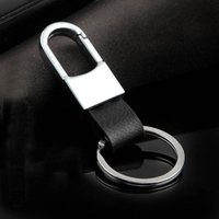 Minimalist New Men Leather Keychain Brown Black Stylish Durable Key Ring Fashionable Accessory Gift For Him Metal Holder Pendent