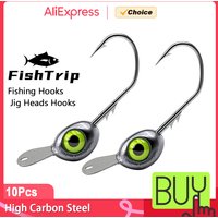 FishTrip 10Pcs Jig Heads Hooks Tongue plate swing Jig Heads Hooks Anti-snag minnow swing swimming action fishing