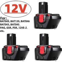 For BOSCH 12V Power Tool Battery for BAT043 BAT045 BAT120 GSR 12 VE-2 2607335709 2607335557 NiMH Battery 12800mAh