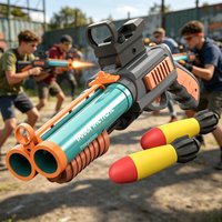Tactic Double Barrel Rocket Foam Dart Blaster Soft Bullet Shotgun Toy, Ideal Gift for Teens Outdoor Shooting Games