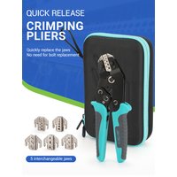 Crimping Tool Set Electrician Tools Quick Change Jaws For Crimp Terminals Dupont JST Non Insulated Open Barrel Ferrule Solar MC4