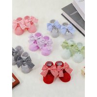 Sweet Bow Newborn Boat Socks Indoor Anti-Slip Floor Sock Spring Summer Baby Cotton Sock Girl Princess Dress Footwear 0-1Year
