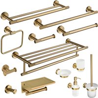 Brushed Gold Bathroom Stainless Steel Towel Rack Toilet Paper Rack Towel Bar Toilet Brush Holder Hardware Accessories