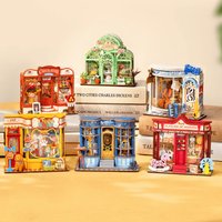 Robotime DIY Miniature House Kit Pawfect Pet Shop 76-Piece Model Kit Dolls House 3D Puzzle Mini House Building Book Nook Craft