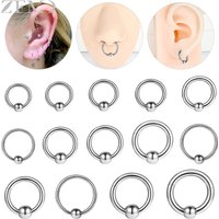 ZEMO 1 PC 2-4MM Punk Stainless Steel Hoop Earrings Women Men Large Gauges Ball Clicker Round Earring Nose Helix Conch Piercings
