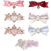 Flower Bow Hairclip Original Surroundings Hairpin Princess Style Hair Ornament Milk Powder Milk Blue Cute and Sweet