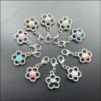 20New Flower 14.5x17mm Charms Dull Silver Plated Mixed Ball Acrylic Retro With Lobster Claw Clasps