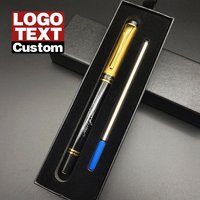 Customizable name Logo text - Black Gold Business Ballpoint Pen Set Personalized Signature Pens Gift Box