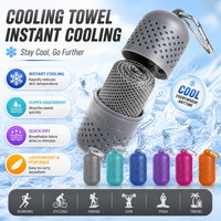 Cooling Towel with Portable Capsule Case Quick Dry Instant Cooling Sports Gym Running Fitness Travel Ice Towel for Men Women