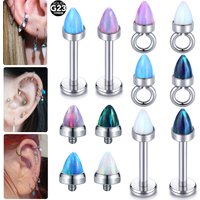 1PC Titanium Bullet Opal Hoop Pendant Accessory for Hinged Segment Nose Dermal Rings Lip Cartilage Helix Ear Piercings Jewelry
