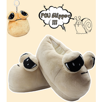 TreasuringU Sad Pou Plush Slippers with Toys New Fashion Animals Snail Fluffy House Shoes Women Men Indoor Soft Alien Slipper