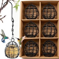 Metal Hanging Bird Feeder Outdoor Bird Food Container Cage with Chain for Garden Backyard Birds Feeders Food Feeding Balls Decor