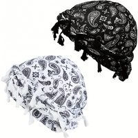 2pcs Paisley Print Pirate Hat Ethnic-style Braided men's headscarf hat Turban Durag Caps